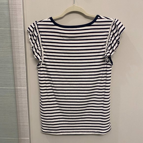 Striped Ruffle Sleeve Top - Picture 2 of 3